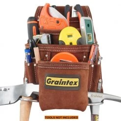 Suede 10-Pocket Leather Nail and Tool Pouch by Graintex -Graintex Sales brown graintex tool belts ss2970 1f 1000