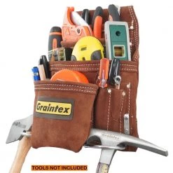 Suede 10-Pocket Leather Nail and Tool Pouch by Graintex -Graintex Sales brown graintex tool belts ss2970 44 1000