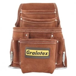 Suede 10-Pocket Leather Nail and Tool Pouch by Graintex