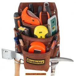 Suede 10-Pocket Leather Nail and Tool Pouch by Graintex -Graintex Sales brown graintex tool belts ss2970 76 1000