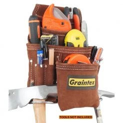 Suede 10-Pocket Leather Nail and Tool Pouch by Graintex -Graintex Sales brown graintex tool belts ss2970 fa 1000