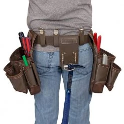 14-Pocket Leather Framer's Tool Rig by Estwing -Graintex Sales gray tan estwing tool belts 94746 fa 1000