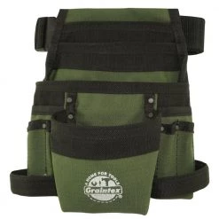 Hunter Green Canvas 10-Pocket Finisher Tool Pouch with Belt by Graintex