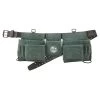 11-Pocket Suede Leather Tool Apron in Hunter Green with 2 Hammer Holders and Suspender Hooks by Graintex