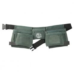 11-Pocket Suede Leather Hunter Green Tool Apron with 2 Hammer Loops by Graintex
