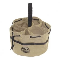 10 in. 6-Pocket Khaki Canvas Grab Tool Bag with Drawstring Closure by Graintex