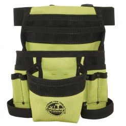 Lime Green Canvas 10-Pocket Finisher Tool Pouch with Belt by Graintex -Graintex Sales lime green graintex tool belts cs2490 1f 1000