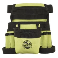 Lime Green Canvas 10-Pocket Finisher Tool Pouch with Belt by Graintex