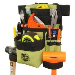 Lime Green Canvas 10-Pocket Finisher Tool Pouch with Belt by Graintex -Graintex Sales lime green graintex tool belts cs2490 fa 1000