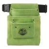 3-Pocket Nail and Tool Pouch with Lime Green Suede Leather Belt by Graintex