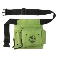 5-Pocket Suede Leather Nail and Tool Pouch with Belt by Graintex