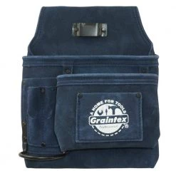 5-Pocket Right Handed Suede Leather Navy Blue Nail and Tool Pouch by Graintex
