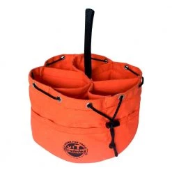 10 in. 6-Pocket Grab Tool Bag with Drawstring Closure in Orange Canvas by Graintex