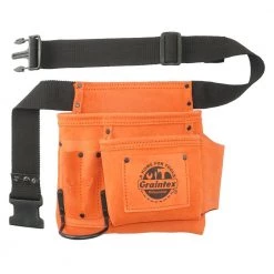 5-Pocket Suede Leather Nail and Tool Pouch with Belt by Graintex