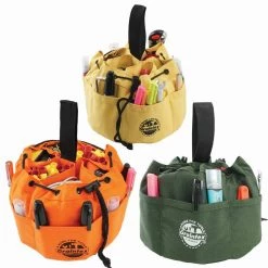 10 in. 18-Pockets Grab Tool Bags with Drawstring Closure Set of 3 by Graintex -Graintex Sales orange yellow hunter green graintex tool bags gb2845 1f 1000