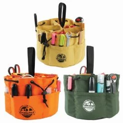 10 in. 18-Pockets Grab Tool Bags with Drawstring Closure Set of 3 by Graintex -Graintex Sales orange yellow hunter green graintex tool bags gb2845 4f 1000