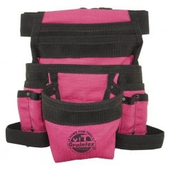 Pink Canvas 10-Pocket Finisher Tool Pouch with Belt by Graintex -Graintex Sales pink graintex tool belts cs2434 1f 1000