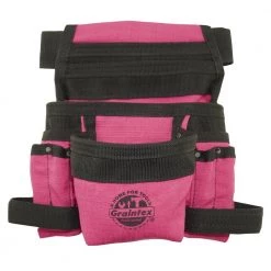 Pink Canvas 10-Pocket Finisher Tool Pouch with Belt by Graintex