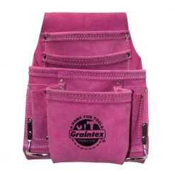 Pink 10-Pocket Suede Leather Tool Pouch by Graintex