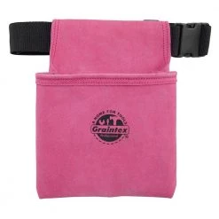 1-Pocket Nail and Tool Pouch with Pink Suede Leather Belt by Graintex