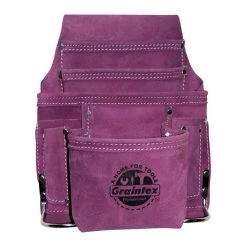 Purple Suede 10-Pocket Leather Nail and Tool Pouch by Graintex
