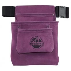 3-Pocket Nail and Tool Pouch with Purple Suede Leather Belt by Graintex