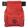 10-Pocket Suede Leather Red Nail and Tool Pouch by Graintex