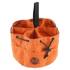 10 in. 18-PocketS Grab Tool Bag with Drawstring Closure in Rust Canvas by Graintex