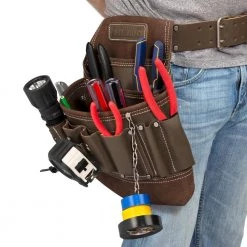 8-Pocket Leather Electrician/Tradesman's Tool Belt Pouch by Estwing -Graintex Sales tan estwing tool belts 94749 44 1000