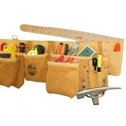 12-Pocket Top Grain Leather Work Apron with 2 in. Belt by Graintex -Graintex Sales tan graintex tool belts dt2005 1f 1000