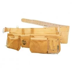 12-Pocket Top Grain Leather Work Apron with 2 in. Belt by Graintex -Graintex Sales tan graintex tool belts dt2005 c3 1000
