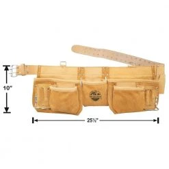 12-Pocket Top Grain Leather Work Apron with 2 in. Belt by Graintex -Graintex Sales tan graintex tool belts dt2005 fa 1000
