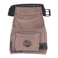 10-Pocket Nail and Tool Pouch with Belt Suede leather by Graintex