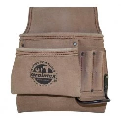 5-Pocket Left Handed Nail and Tool Pouch with Suede Leather by Graintex
