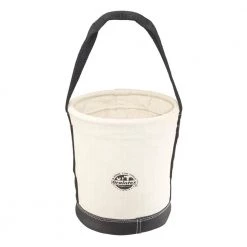 12 in. 1 Pocket Utility Tapered Ripstop Canvas Bucket with leather Bottom by Graintex