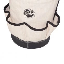 12 in. 6-Pocket Utility Tapered Ripstop Canvas Tool Bucket with Leather Bottom by Graintex -Graintex Sales white graintex tool bags cb2115 1d 1000