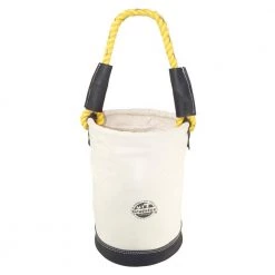 10 in. 1-Pocket Canvas Utility Tool Bucket with Leather Bottom in White by Graintex