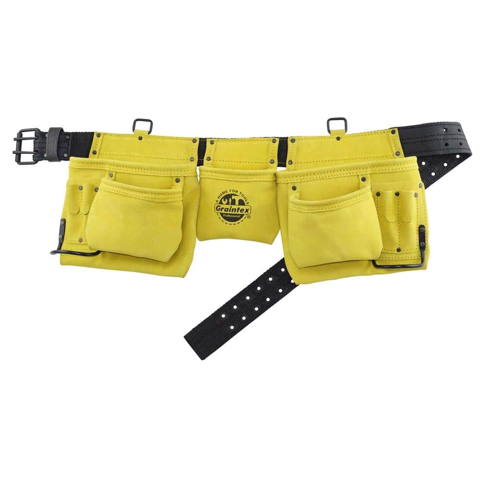 11-Pocket Suede Leather Work Apron in Yellow by Graintex 3 11-Pocket Suede Leather Work Apron in Yellow by Graintex