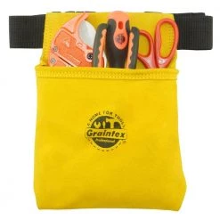1-Pocket Leather Suede Nail & Tool Pouch w/2 in. Webbing Belt by Graintex -Graintex Sales yellow graintex tool belts ss2056 1f 1000