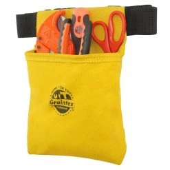 1-Pocket Leather Suede Nail & Tool Pouch w/2 in. Webbing Belt by Graintex -Graintex Sales yellow graintex tool belts ss2056 44 1000