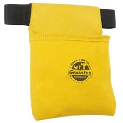 1-Pocket Leather Suede Nail & Tool Pouch w/2 in. Webbing Belt by Graintex -Graintex Sales yellow graintex tool belts ss2056 4f 1000