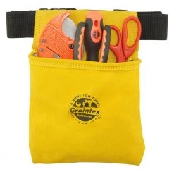 1-Pocket Leather Suede Nail & Tool Pouch w/2 in. Webbing Belt by Graintex -Graintex Sales yellow graintex tool belts ss2056 76 1000