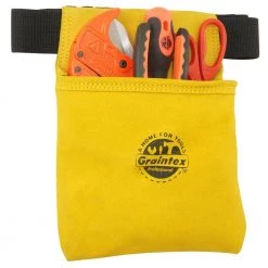 1-Pocket Leather Suede Nail & Tool Pouch w/2 in. Webbing Belt by Graintex -Graintex Sales yellow graintex tool belts ss2056 fa 1000