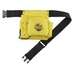 5-Pocket Nail and Tool Pouch with Yellow Suede Leather Belt by Graintex
